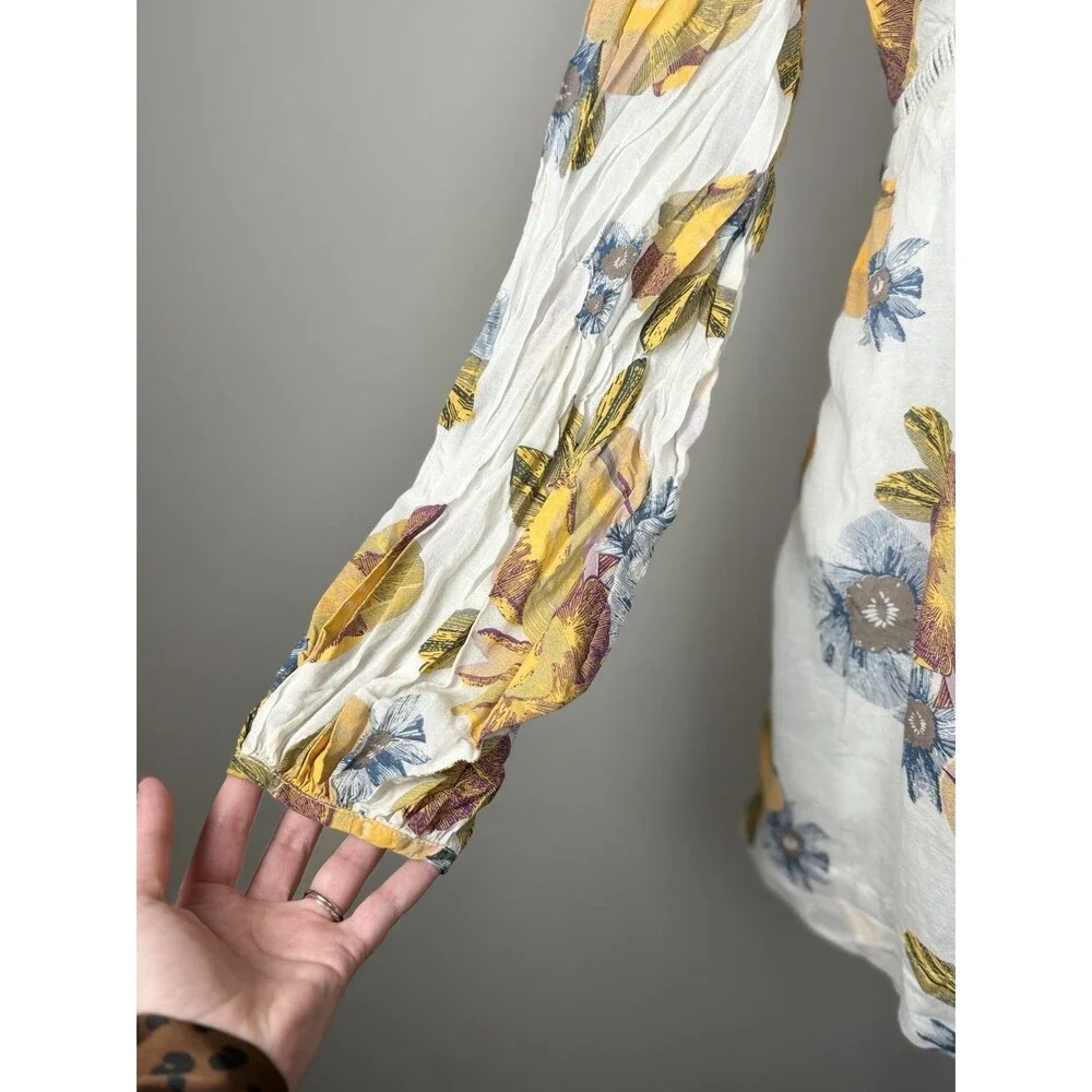 Free People Strawberry Fields Tunic Mini Dress Size xSmall Ivory boho festival - Picture 12 of 16